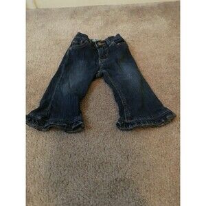 Place Baby Girls Denim Jeans Pants Button w Ruffled Bottom Size 12 Months Blue